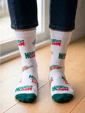 Mt. Dew Soda Socks size 6/12 Funny Gifts Men women crazy fun Pepsi Mountain Dew*